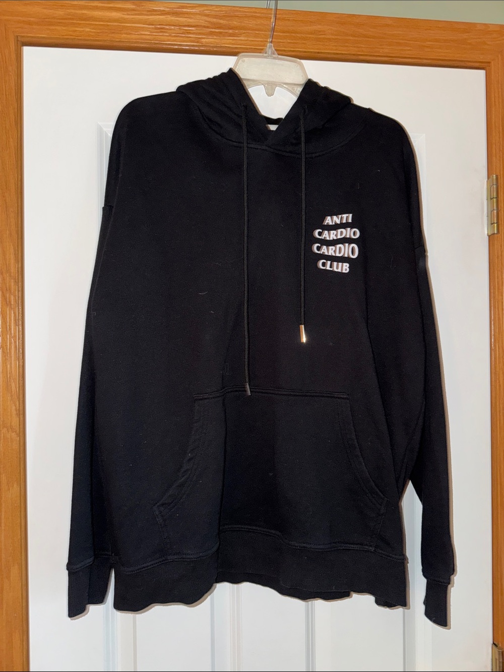 EUC Anti Cardio Cardio Club Men's Black French Terry Pullover Hoodie size Large